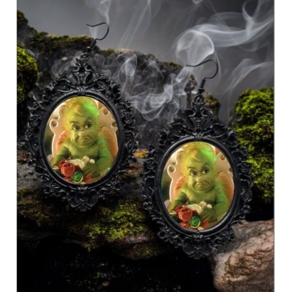 Grinch Earrings Baby Grinch Dr Seuss How the Grinch Stole Christmas Jewelry - Picture 2 of 2
